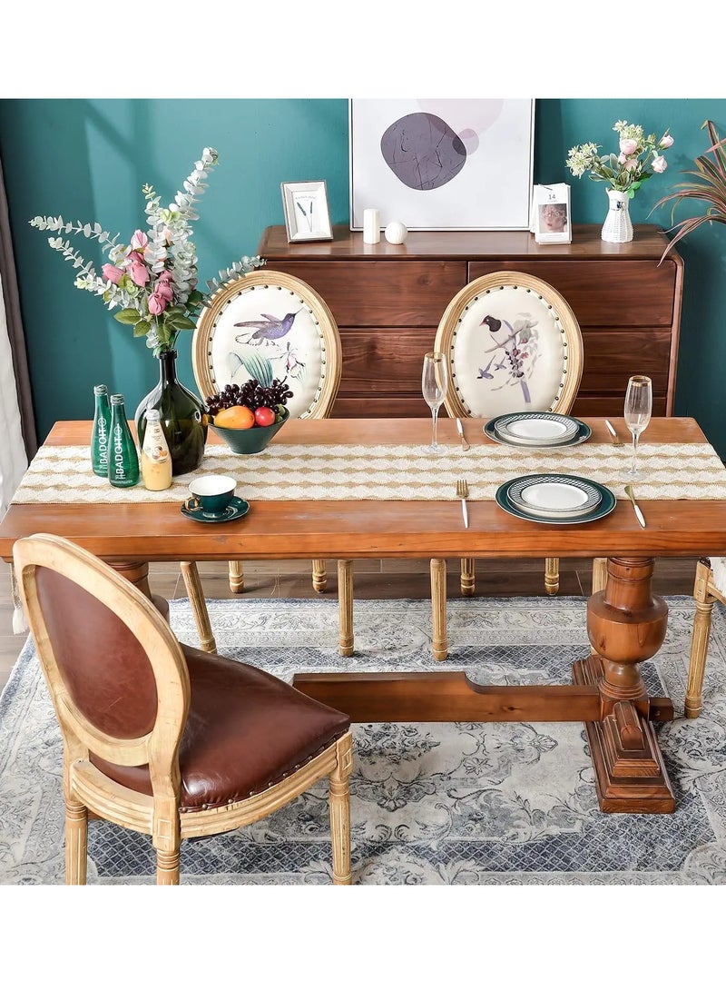 KASTWAVE Table Runners 70 inches Long, Macrame Table Runner Farmhouse Style, Splicing Bohemian Rustic Table Runner with Tassels for Home, Wedding and Party, Farmhouse Home Decoration for Kitchen(13*70 inches) - Image 4