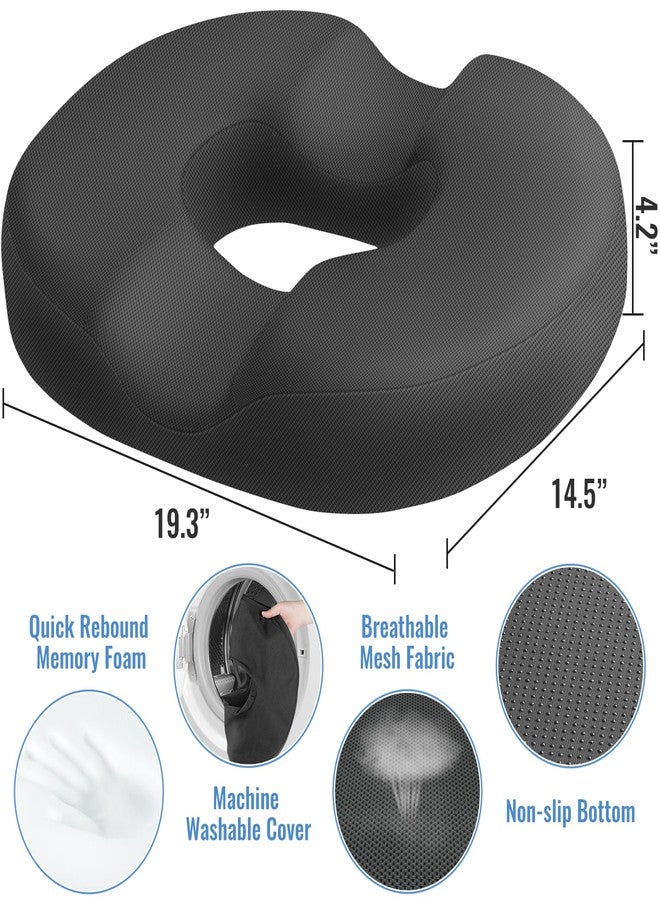CloudBliss Donut Pillow Seat Cushion Chair Pad for Tailbone Pain Relief and Hemorrhoids, Memory Foam Seat Chair Cushion for Men and Women for Home & Office, (Grey-2XL) - Image 2