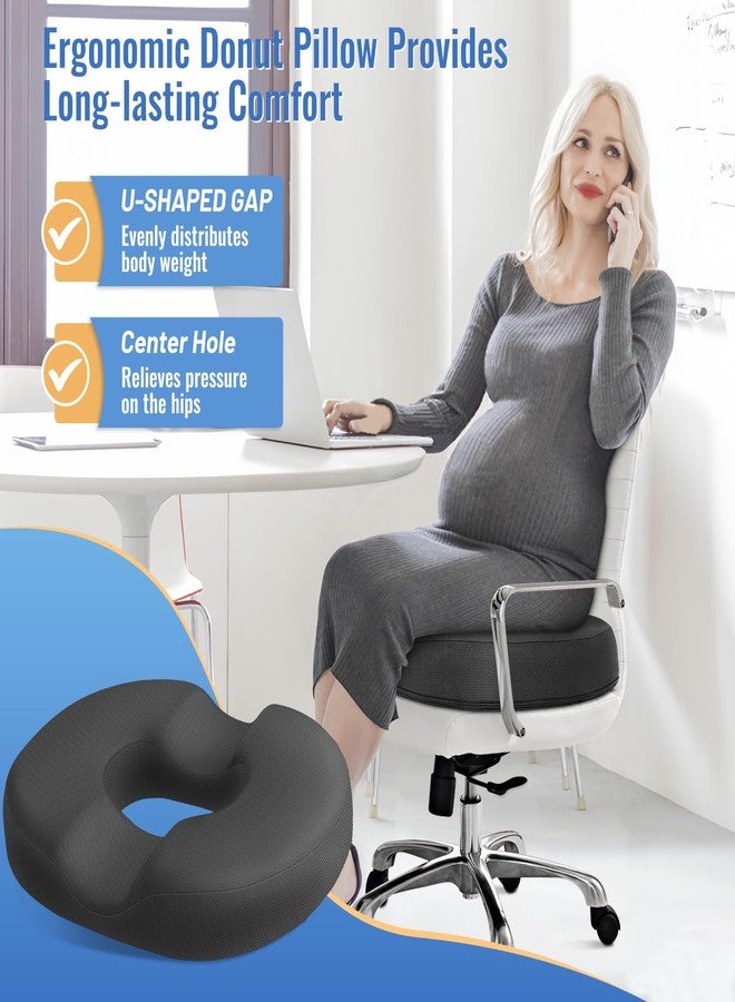 CloudBliss Donut Pillow Seat Cushion Chair Pad for Tailbone Pain Relief and Hemorrhoids, Memory Foam Seat Chair Cushion for Men and Women for Home & Office, (Grey-2XL) - Image 3