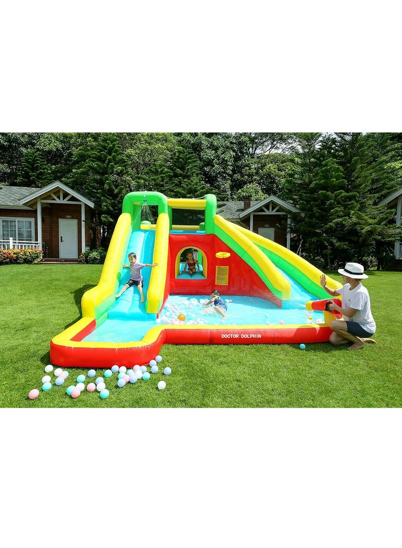 MONOGUE Inflatable Twin Water Slide for Kids Outdoor Double Splash Kids water slide with bouncer - Image 1