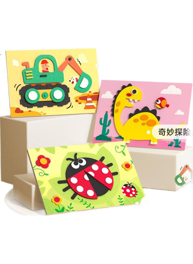 Time Science [Shiguangxue] Handmade Diy Children'S 3D Sticker Art Kit, 3 Boxes, Kindergarten Craft Materials, For Boys And Girls, Eva Stickers, 24 Non-Repeating Patterns, Children'S New Year Gift, Birthday Present - Image 2