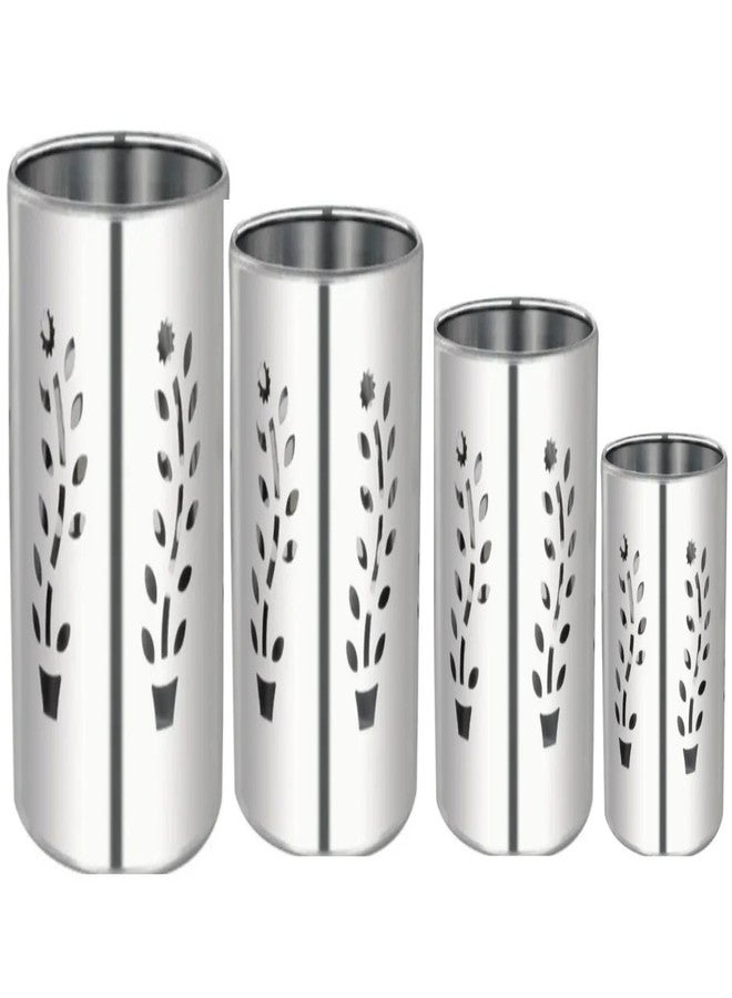 OLRADA Stainless Steel Multipurpose Spoon Stand for kitchen | Pen Stand | Cutlery Stand | Spoon Holder for Kitchen & Dining Table | Cutlery Set | Silver | Set of 4 (4Pcs Set) - Image 1