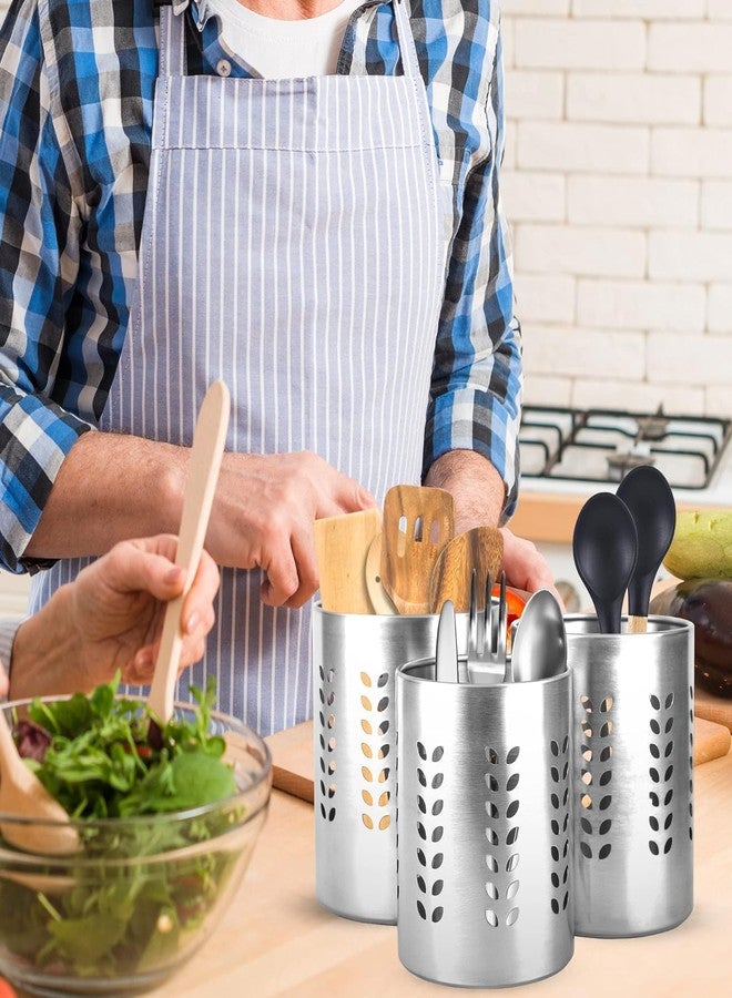 OLRADA Stainless Steel Multipurpose Spoon Stand for kitchen | Pen Stand | Cutlery Stand | Spoon Holder for Kitchen & Dining Table | Cutlery Set | Silver | Set of 4 (4Pcs Set) - Image 4
