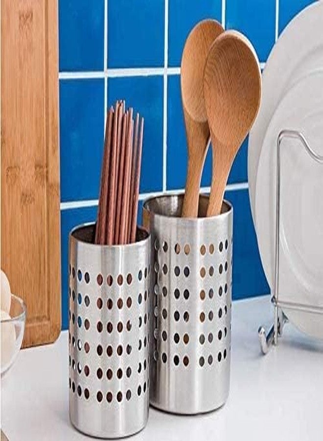 OLRADA Stainless Steel Multipurpose Spoon Stand for kitchen | Pen Stand | Cutlery Stand | Spoon Holder for Kitchen & Dining Table | Cutlery Set | Silver | Set of 4 (4Pcs Set) - Image 5