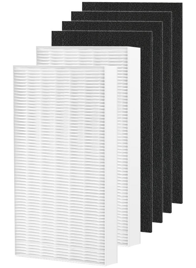 Fizerneer Air108 HEPA Filter Replacement Compatible with Oreck AirInstinct Air Cleaner Purifiers 75, 100, 108, 150, 200, Including 2 Ture HEPA Filters and 4 Carbon Pre-Filters - Image 1