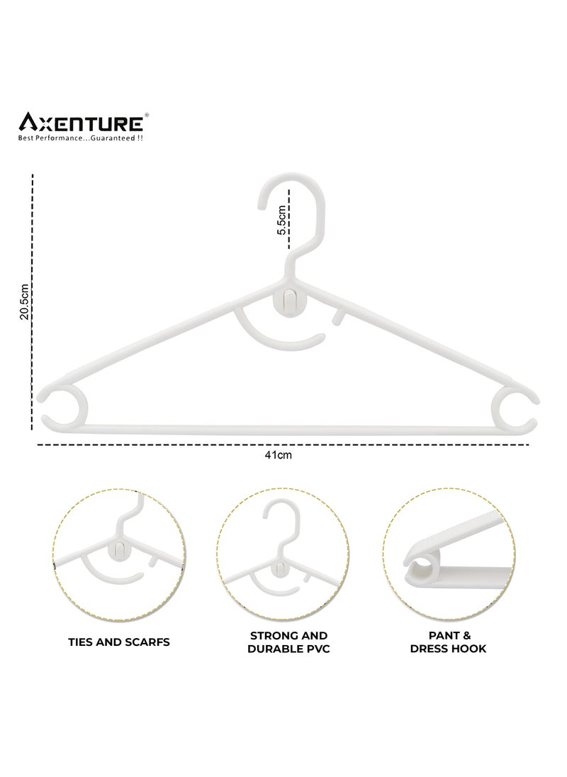 AXENTURE - 20-Pack 16 Inch Non-slip Adult Plastic Hanger White,Durable & Slim Space Saving Tubular Clothes Hangers, For Pants, Shirt, Dress, Underwear, Bra Etc. (20) - Image 1