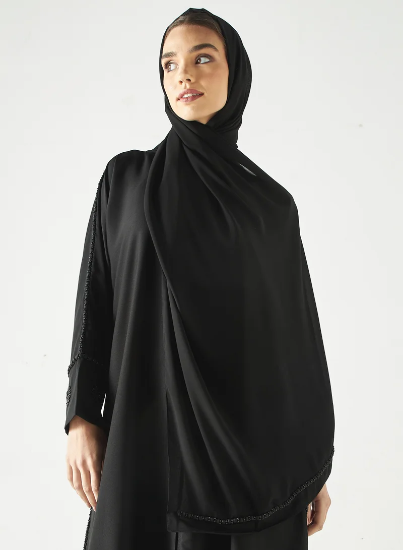 Hadiyath Al Madinah Monochrome Embellished Abaya
