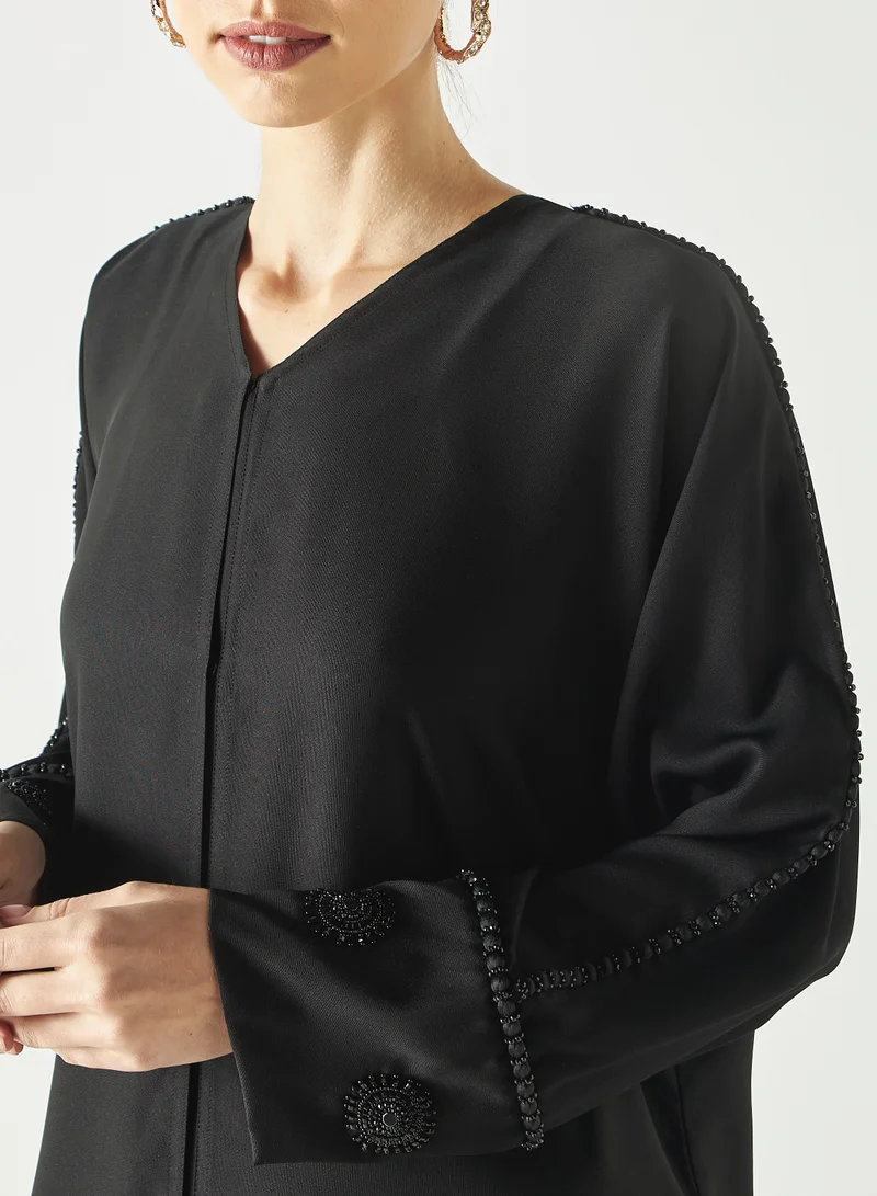 Hadiyath Al Madinah Monochrome Embellished Abaya