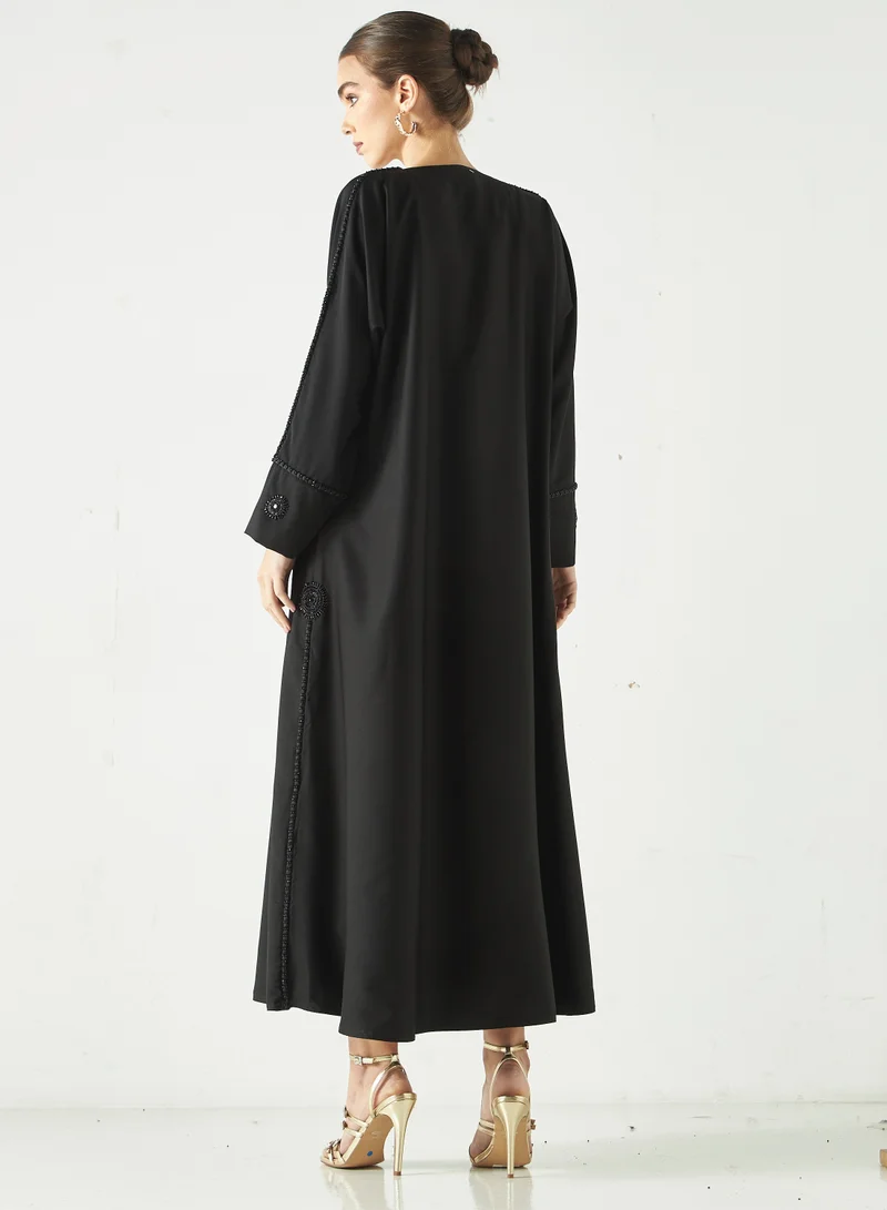 Hadiyath Al Madinah Monochrome Embellished Abaya
