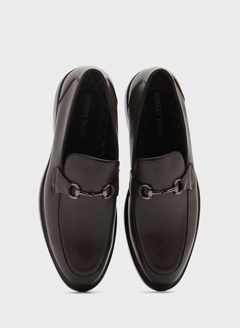 Robert Wood Buckle Detail Formal Slip Ons - Image 4