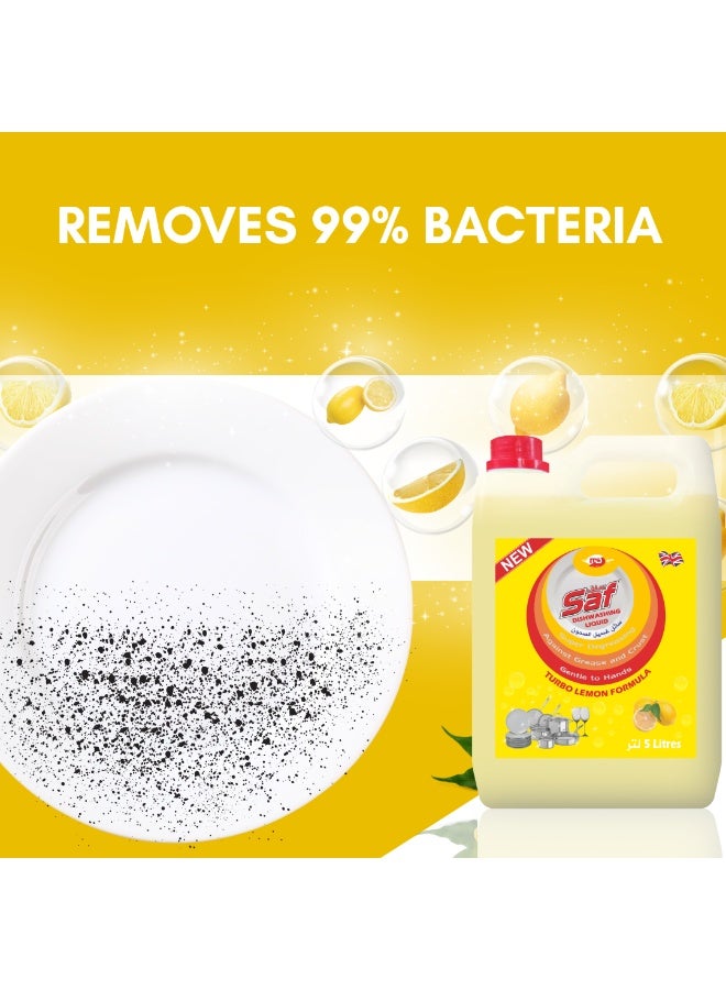 SAF سائل غسيل الأطباق 1x5 لتر برائحة الليمون - محلول تنظيف المطبخ الفاخر - Image 3