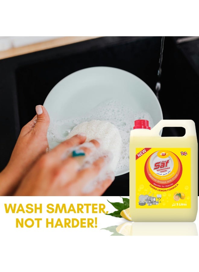 SAF سائل غسيل الأطباق 1x5 لتر برائحة الليمون - محلول تنظيف المطبخ الفاخر - Image 5