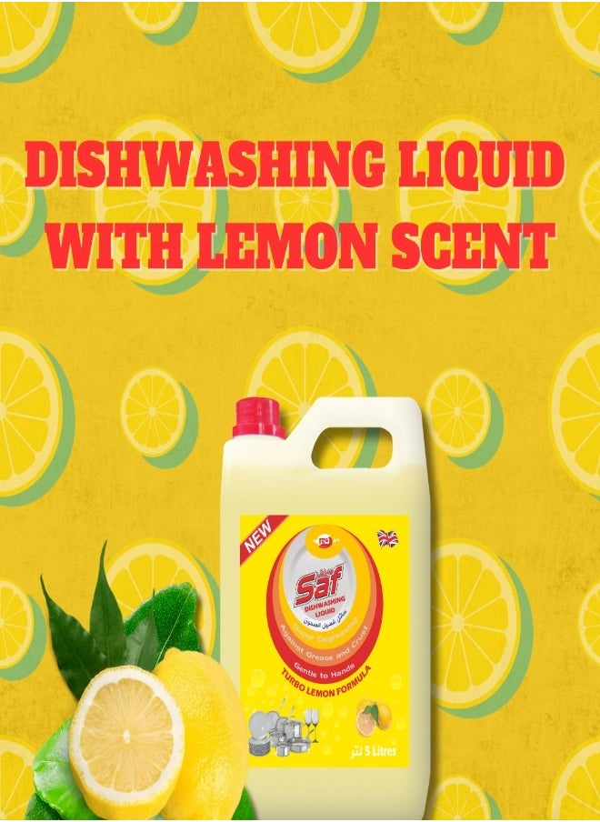 Dishwash Liquid Lemon Yellow 5L – Powerful Grease Removal, Long-Lasting Fresh Lemon Fragrance, Economical & Gentle on Hands