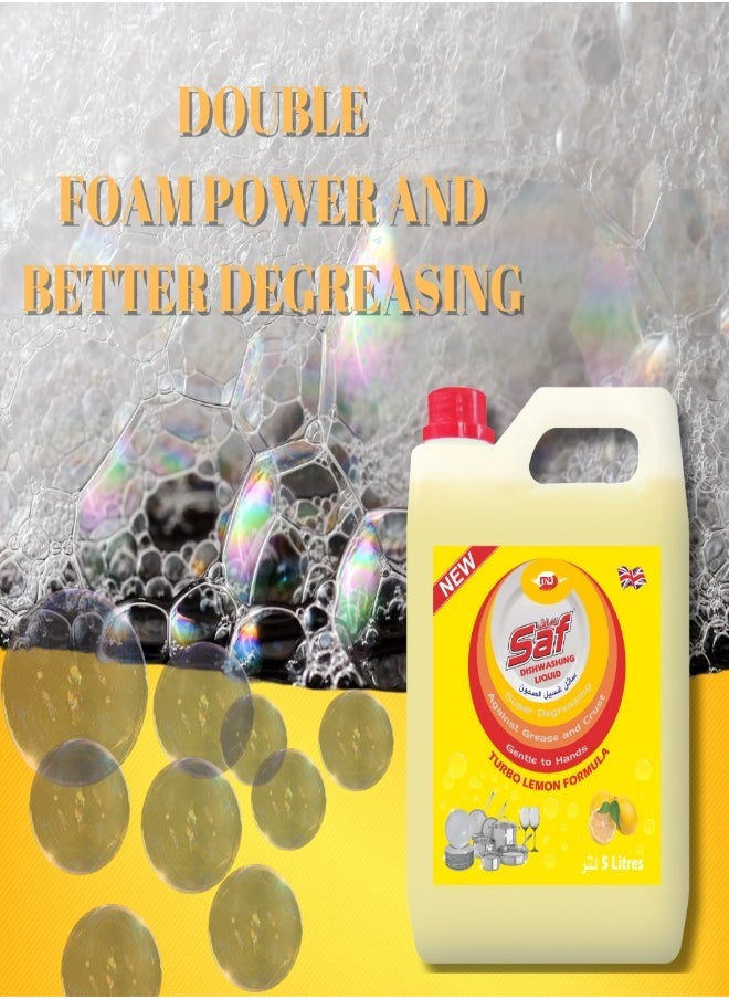 Dishwash Liquid Lemon Yellow 5L – Powerful Grease Removal, Long-Lasting Fresh Lemon Fragrance, Economical & Gentle on Hands