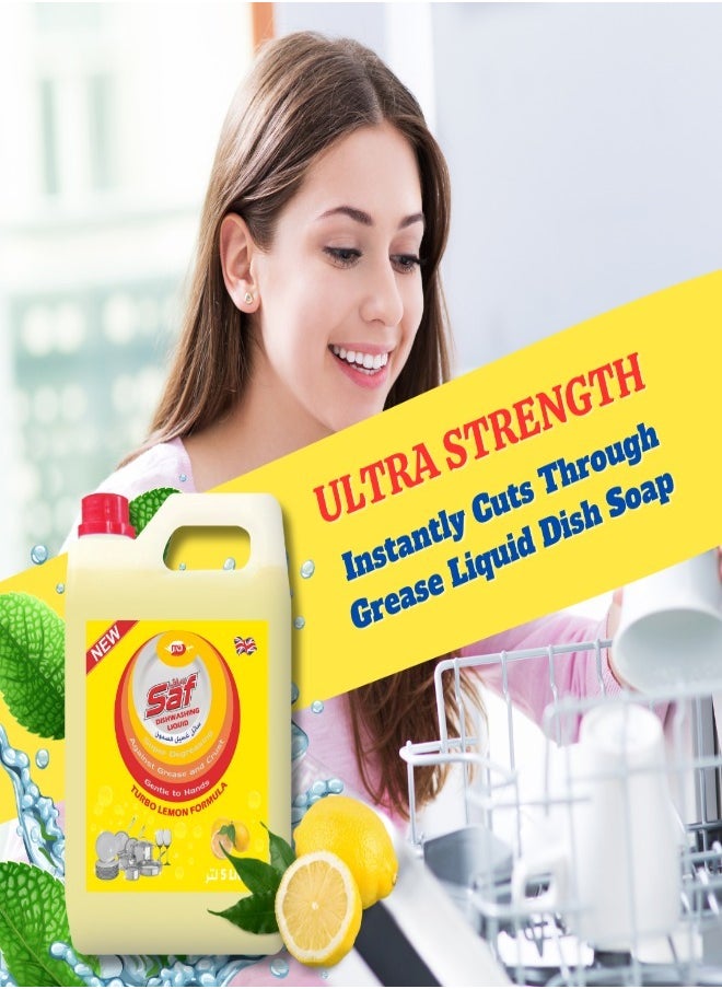 Dishwash Liquid Lemon Yellow 5L – Powerful Grease Removal, Long-Lasting Fresh Lemon Fragrance, Economical & Gentle on Hands