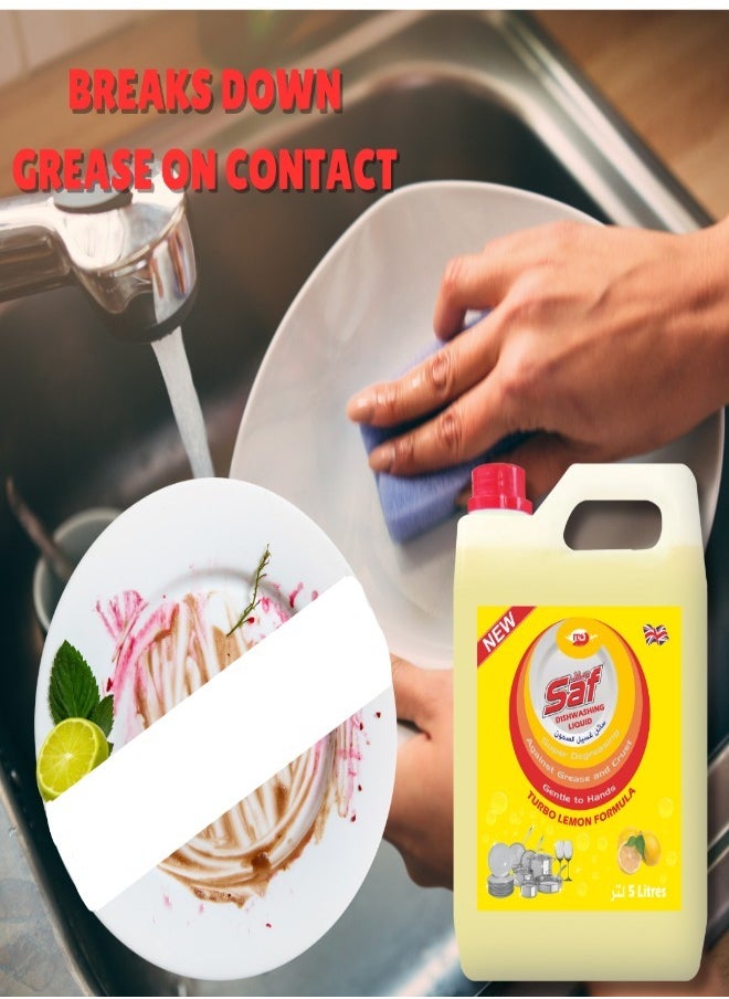 Dishwash Liquid Lemon Yellow 5L – Powerful Grease Removal, Long-Lasting Fresh Lemon Fragrance, Economical & Gentle on Hands