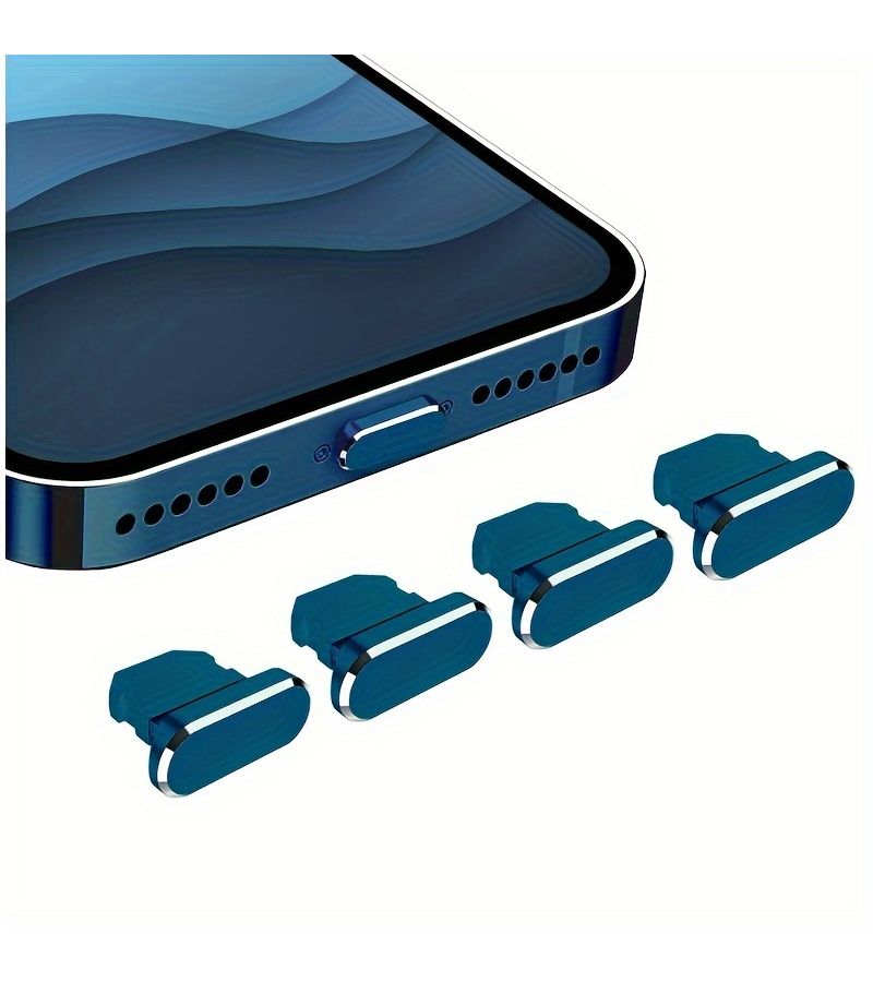 غطاء معدني فضي (2 قطعة) لمنفذ الشحن الخاص بـ iPhone Lightning مع حامل - Image 4