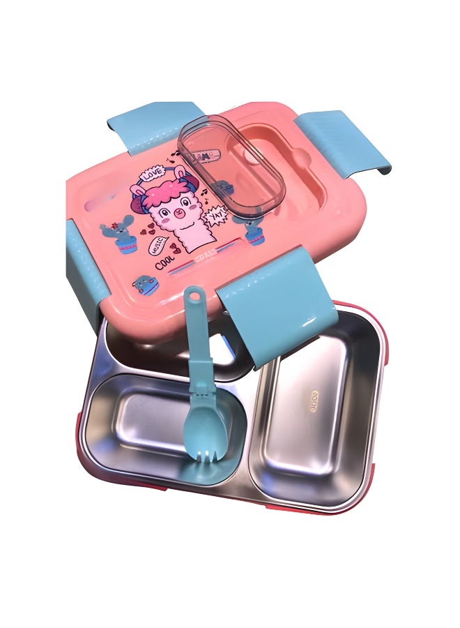 Twisoo Stainless Steel School Lunch Box for Kids – 3 Compartment, 600ml Bento Tiffin Food Container, Durable & Portable Container for School & Travel (You soon) - Image 2