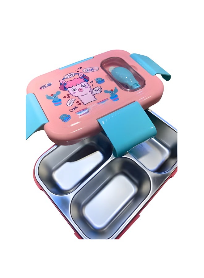 Twisoo Stainless Steel School Lunch Box for Kids – 3 Compartment, 600ml Bento Tiffin Food Container, Durable & Portable Container for School & Travel (You soon) - Image 4