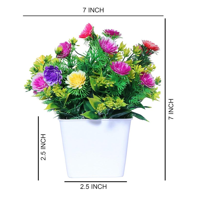 BP BP Artificial Mini Faux Plant with Plastic Pot Artificial Flowers with Pot Indoor Faux Artificial Plants with Pot for Desk or Home Decor Artificial Green Plants for Decor NG103 Pack of 2 Multi  - Image 3
