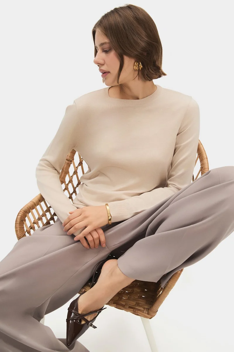 جون Women's Exclusive Crew Neck Viscose Blend Knitwear Sweater