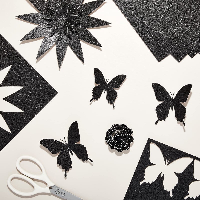 Bright Creations 24 Sheets Black Glitter Cardstock Paper 8.5 x 11 for Scrapbooking, DIY Projects, Arts and Crafts (280gsm) - Image 2