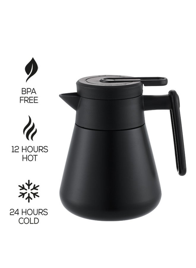 تراست ترمس شاي/قهوة من الستانلس ستيل المقاوم للصدأ سعة 0.5 لتر أسود، ستانلس ستيل 18-8 - Image 2