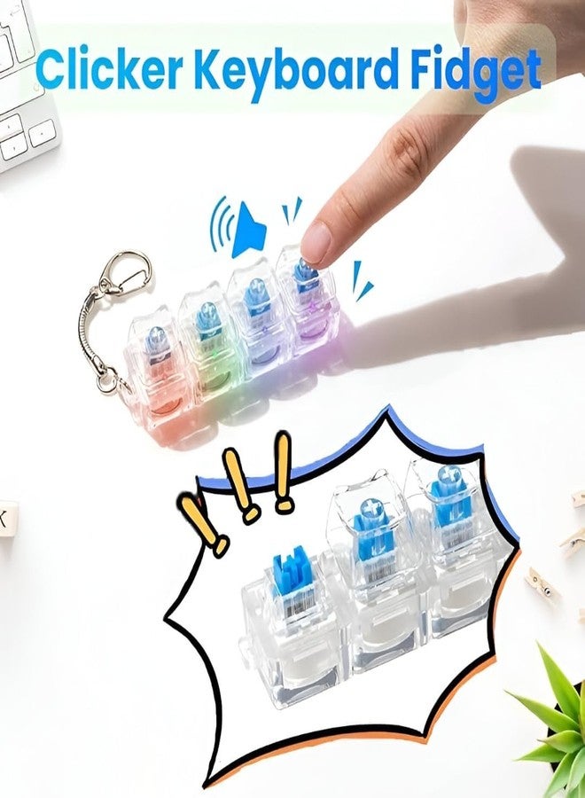 Lommy 4-Key Mechanical Keyboard Switch Tester Keychain Clear Acrylic Fidget Toy with Blue Clicky Switches - Image 4