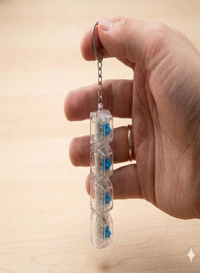 Lommy 4-Key Mechanical Keyboard Switch Tester Keychain Clear Acrylic Fidget Toy with Blue Clicky Switches - Image 3