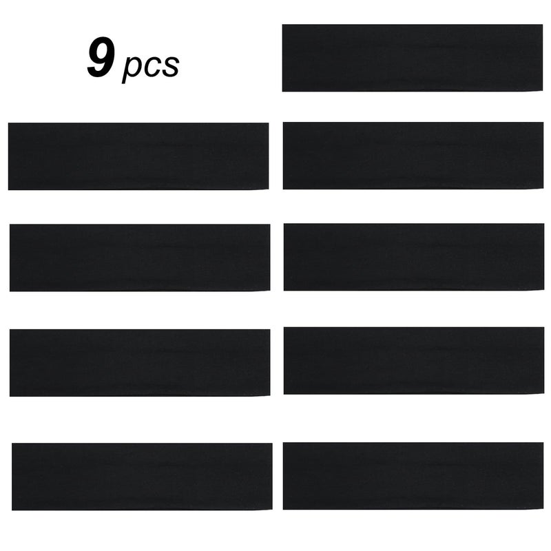 Ainitops 9Pcs Headbands for women Non Slip Headband, Soft Elastic Hair Bands for Women's Hair, Fashion Cotton Cloth Stretchy Sweat Bands Headbands for Sports, Makeup, Gym, Running, Yoga, Workout (Black) - Image 4