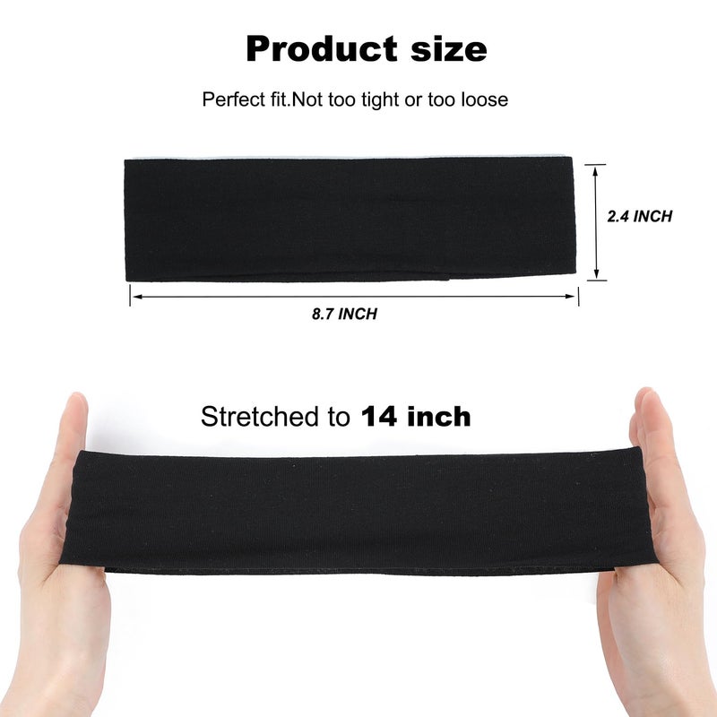 Ainitops 9Pcs Headbands for women Non Slip Headband, Soft Elastic Hair Bands for Women's Hair, Fashion Cotton Cloth Stretchy Sweat Bands Headbands for Sports, Makeup, Gym, Running, Yoga, Workout (Black) - Image 2