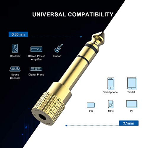 DIGITNOW Headphone Adapter 6.35mm (1/4 Inch) Male to 3.5mm (1/8 Inch) Female and 3.5 mm Male Plug to 6.35 mm Female Jack, Audio Stereo TRS Converter Adapters (4 -Pack Gold Plated) - Image 5