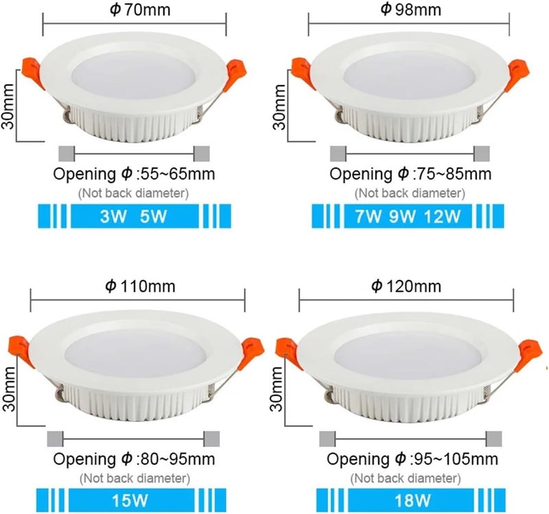 Led spotlights LED Downlight 12V DC 3W 5W 7W 9W 12W Spot Light Mini 24V Voltage Decoration Ceiling Lamp Bathroom Panel 1PCS(Cold White 6000k,WHITE-3W 12V) - Image 3