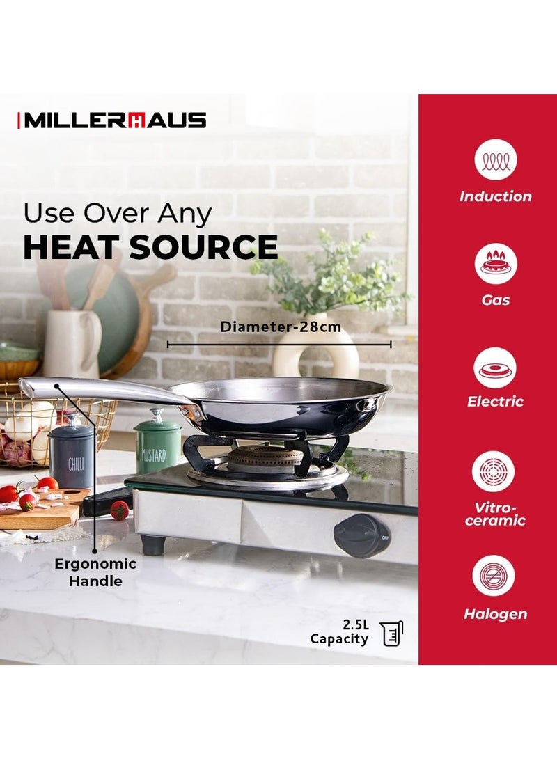 MILLERHAUS Millerhaus Tri-Ply Frypan 28cm Stainless Steel  - Image 3