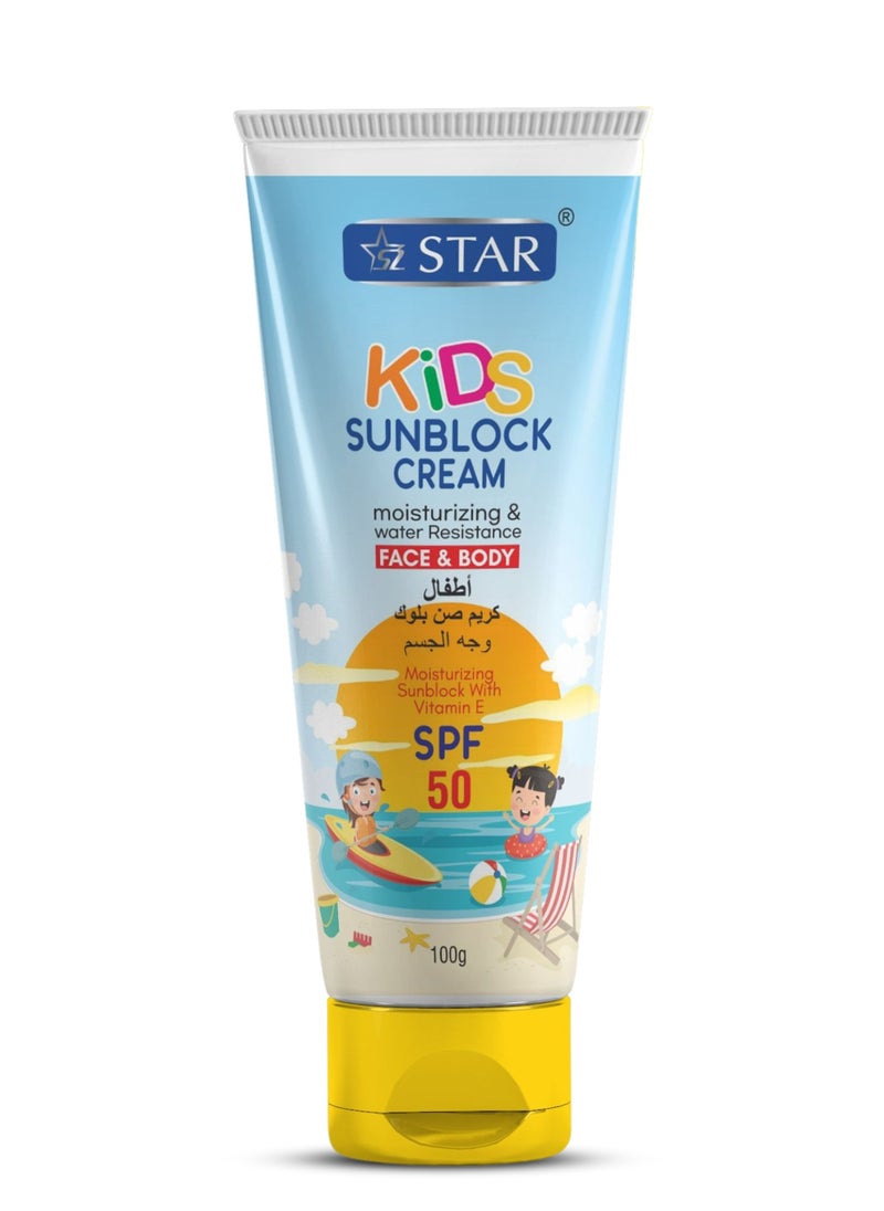 SZ Star - Face and Body Sunscreen SPF 50 - Moisturizing Sunblock with Vitamin E - Broad Spectrum UVA/UVB Protection with Sodium Hyaluronate - Non-Greasy, Lightweight & Fast Absorbing - Ideal for Sensitive Skin (100g) - Image 1