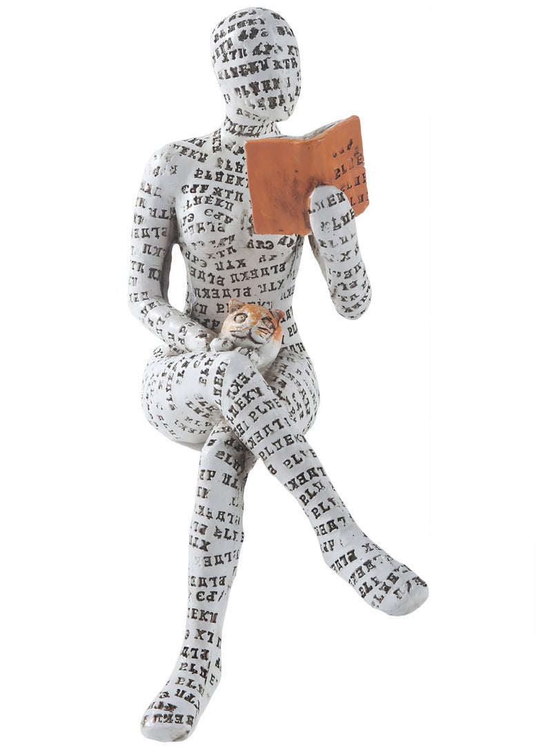 ALMiHomi Modern Reading Woman Statue – Elegant Resin Figurine for Home Office Decor, Abstract Thinker Sculpture for Shelf, Table & Desk Decoration (2.4 × 4.3 × 7 in / 6 × 11 × 18 cm) - Image 1