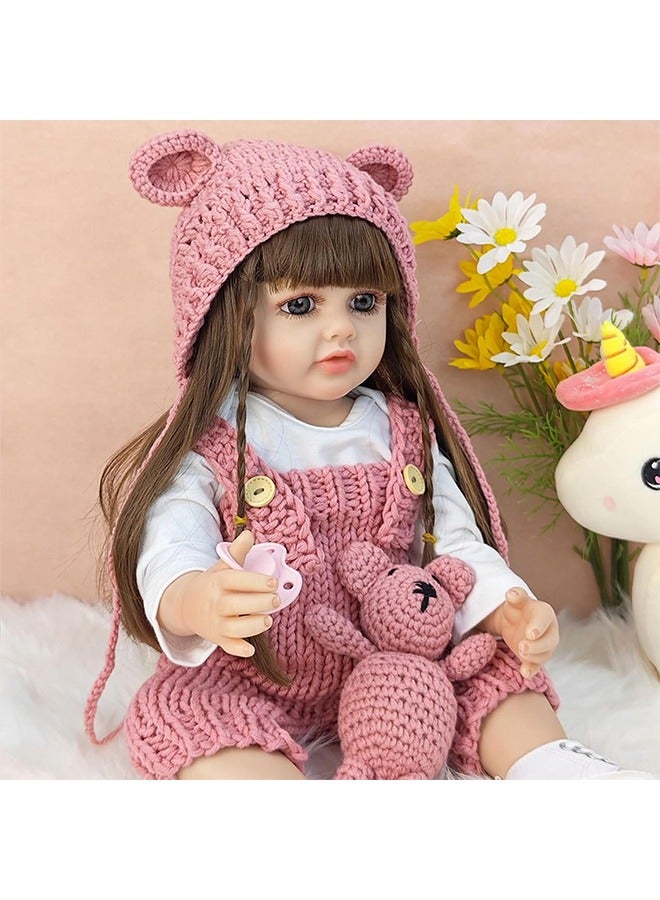 Beauenty Reborn Baby Doll 24 inch Realistic Newborn Baby Dolls  Lifelike Weighted with Soft Silicone Doll Girls with Plush Toy  Doll Clothes  Accessories for Age 3+ - Image 5