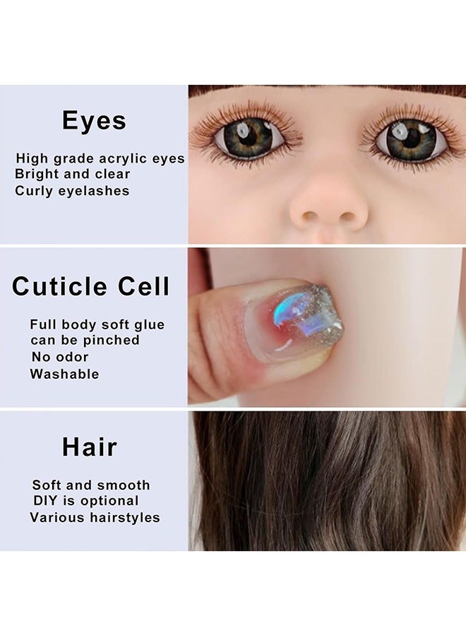 Beauenty Reborn Baby Doll 24 inch Realistic Newborn Baby Dolls  Lifelike Weighted with Soft Silicone Doll Girls with Plush Toy  Doll Clothes  Accessories for Age 3+ - Image 3