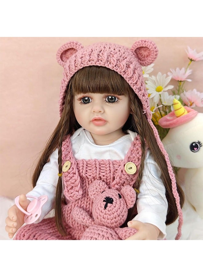 Beauenty Reborn Baby Doll 24 inch Realistic Newborn Baby Dolls  Lifelike Weighted with Soft Silicone Doll Girls with Plush Toy  Doll Clothes  Accessories for Age 3+ - Image 4
