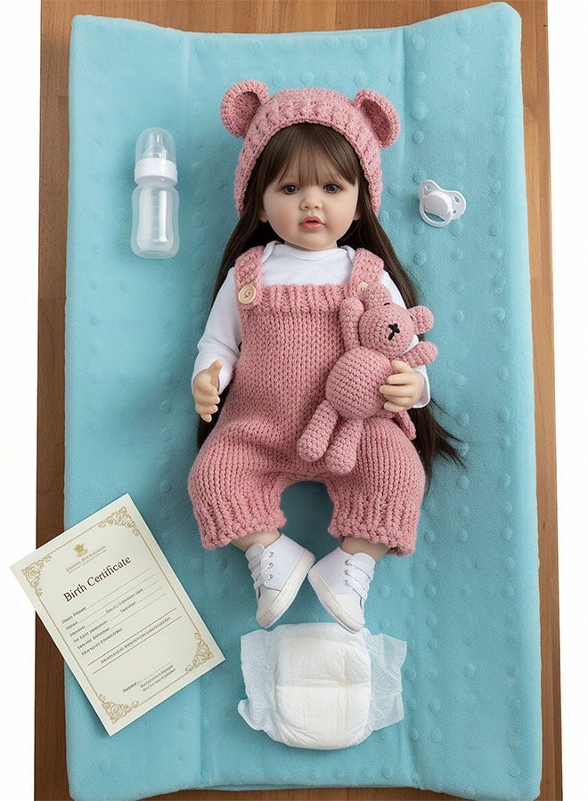 Beauenty Reborn Baby Doll 24 inch Realistic Newborn Baby Dolls  Lifelike Weighted with Soft Silicone Doll Girls with Plush Toy  Doll Clothes  Accessories for Age 3+ - Image 4