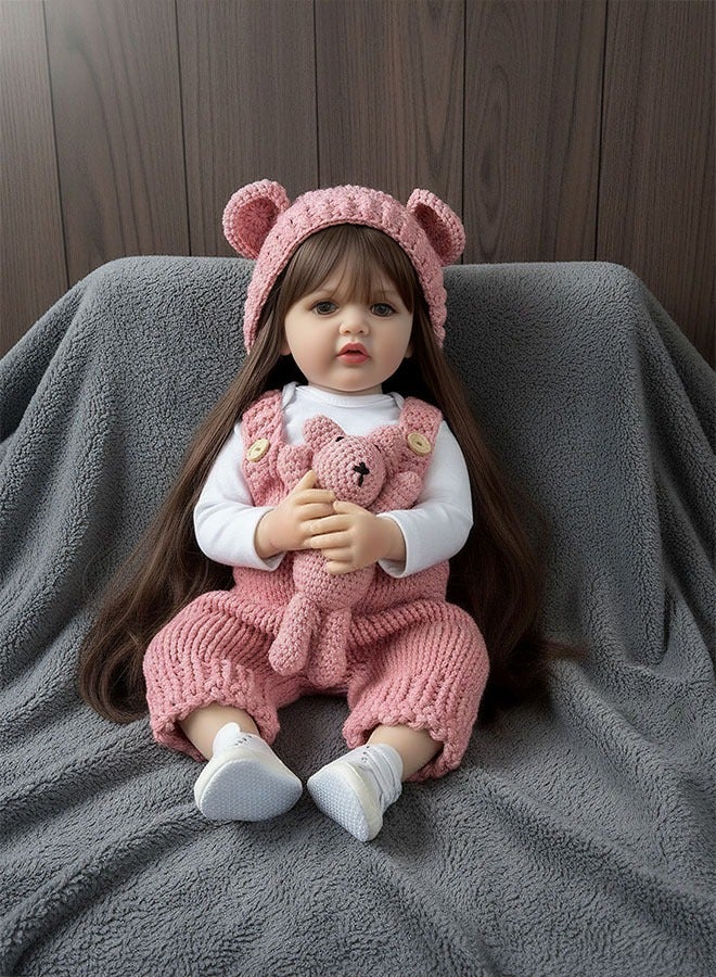 Beauenty Reborn Baby Doll 24 inch Realistic Newborn Baby Dolls  Lifelike Weighted with Soft Silicone Doll Girls with Plush Toy  Doll Clothes  Accessories for Age 3+ - Image 5