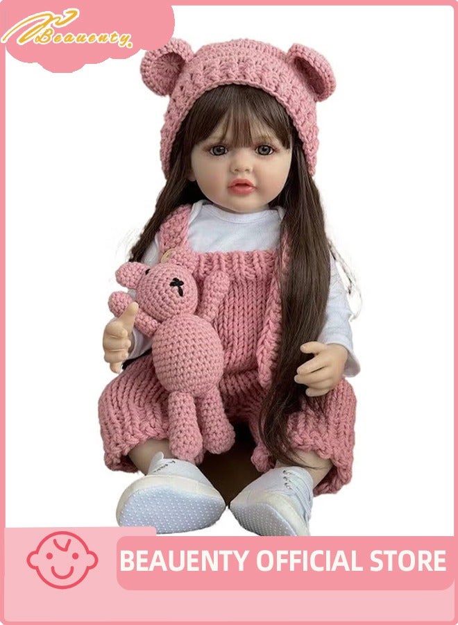 Beauenty Reborn Baby Doll 24 inch Realistic Newborn Baby Dolls  Lifelike Weighted with Soft Silicone Doll Girls with Plush Toy  Doll Clothes  Accessories for Age 3+ - Image 1