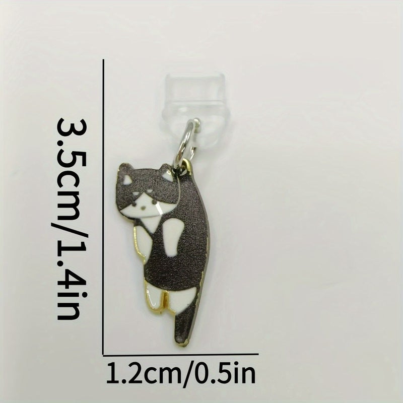 1pc Cute Cartoon Cat Alloy Hanging Ornament Mobile Phone Dust Plug For Type C Port Black Festival Gift Couple Gift - Image 5