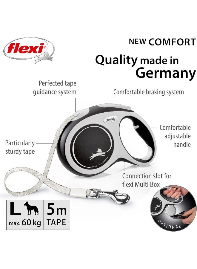 Flexi New Comfort Tape Leash 5m - Black Large - Image 2