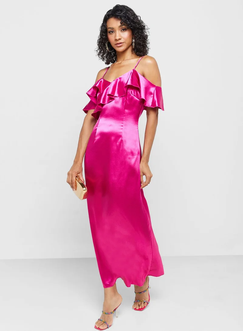 ELLA Satin Ruffle Dress
