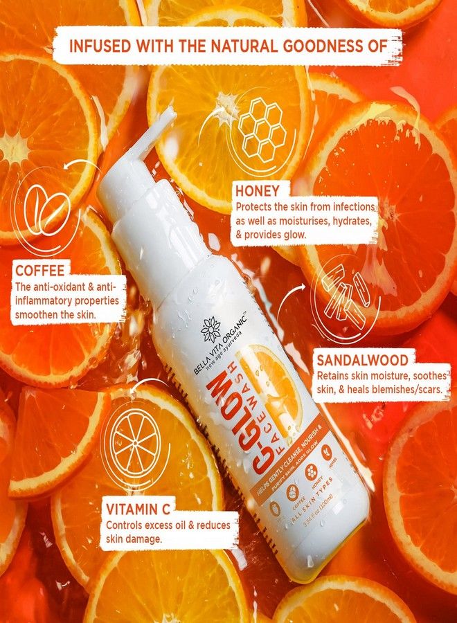 Bella Vita Organic Vitamin C-Glow Natural Face Wash with Honey, Aloe and Sandalwood, Oil Control, Acne Removal and Glowing Skin for Men and Women - 100 ml - Image 2