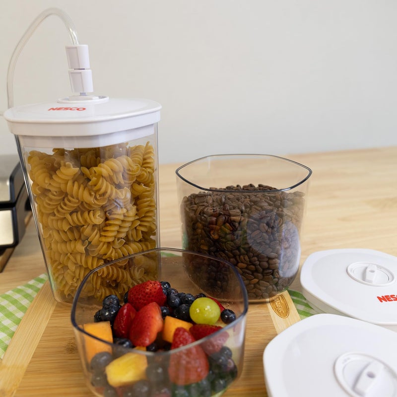 NESCO 3-Piece Vacuum Canister Set â€“ BPA-Free Food Storage Containers with Lids, for Marinating, Meal Prep, Pantry Organization, Compatible with Vacuum Sealers - Image 3