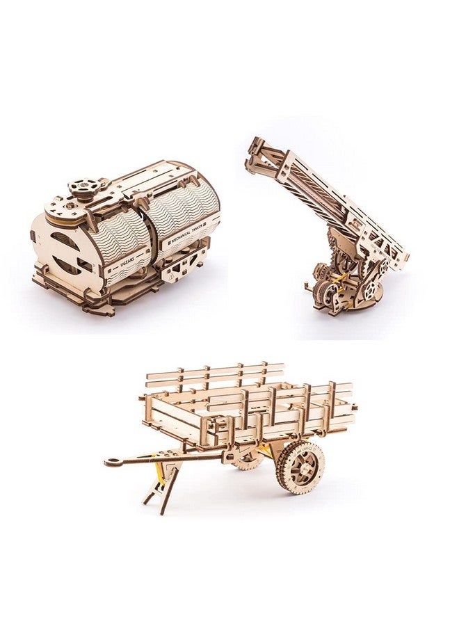 أوجيرز مجموعة إضافات Ugears لشاحنة UGM-11 (ناقلة، سلم إنقاذ، وهيكل مقطورة) هي لغز ميكانيكي ثلاثي الأبعاد للبالغين | مجموعة ألغاز ثلاثية الأبعاد كبيرة لتجميع الشاحنات بنفسك | تحفة فنية خشبية مزخرفة للشاحنة - Image 1