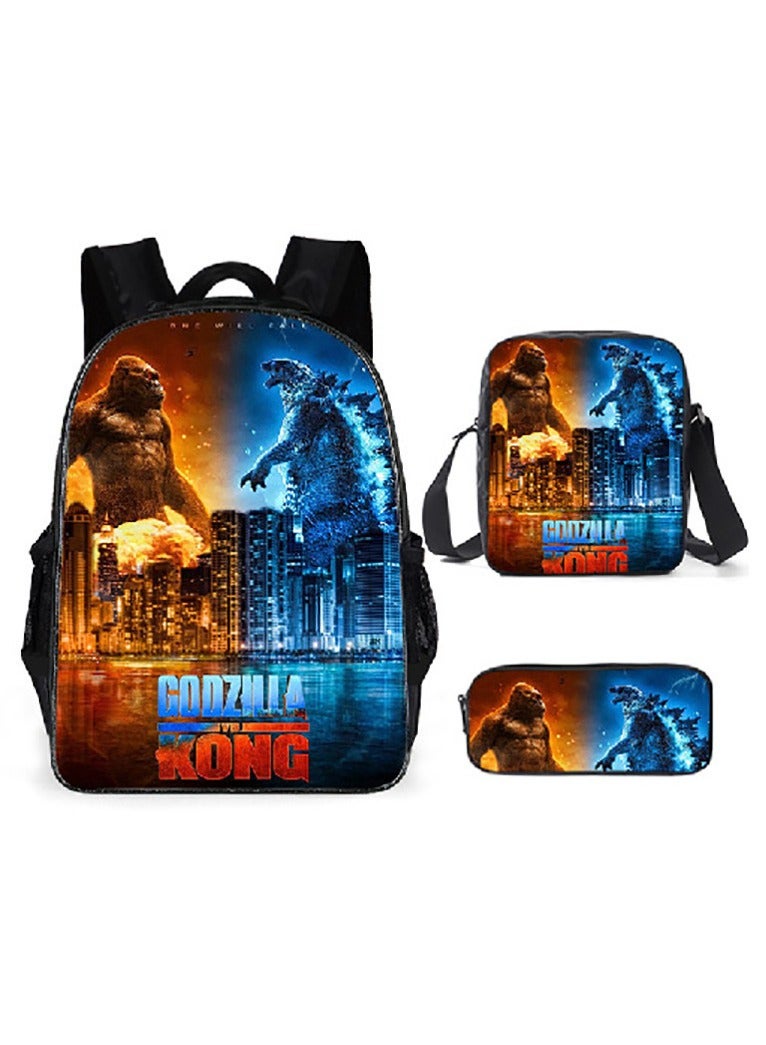 Godzilla New Godzilla Student Backpack Three-piece Set 29*16*42cm