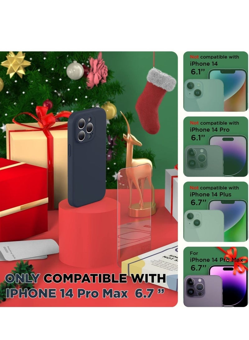 ELTRAZONE Designed for iPhone 14 Pro Max Case with Screen Protector, (with Camera Protection + Soft Microfiber Lining) Liquid Silicone Phone Case, Midnight Blue - Image 5